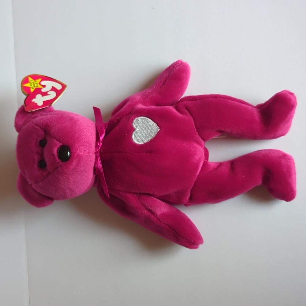 Ty Valentina Beanie Baby Bear 1998 Fuchsia Plush
